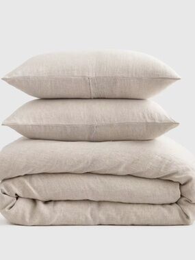 Quince European Linen Duvet Cover Set full/queen standard shams Natural Chambray